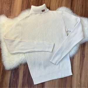 Vintage Polo Ralph Lauren White Ribbed Turtleneck Sweater • Size L